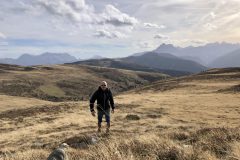 Weites Almengelände mit Dolomitenblick