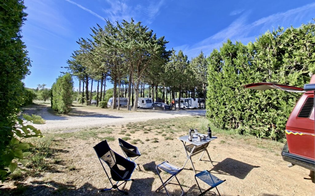 Unser Stellplatz auf dem Camping Lourmarin