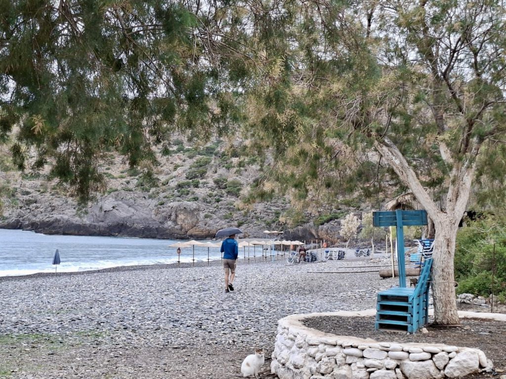 Krios Beach im Regen