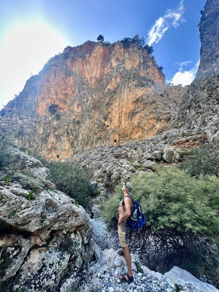 Unser Seiten-Einstieg in die Aradena-Schlucht